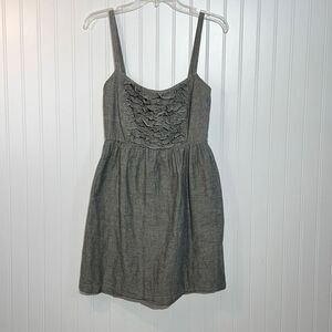 BeBop Women Elastic Waist Chambray Ruffle Sleeveless Dress Size Medium - Black